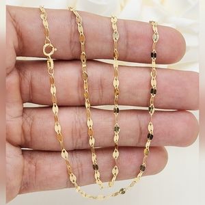 14k curved mirror necklace - 18 inches - super shiny